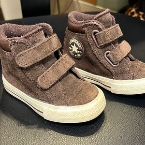 Converse Brown High-Top Sneakers with Velcro Straps